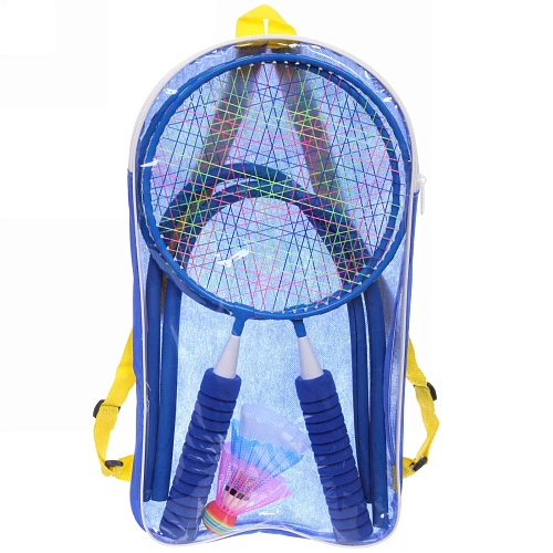 Бадминтон в наборе K-707 6 предметов 2 металлические ракетки 43 см,3 волана, чехол (синий)_4