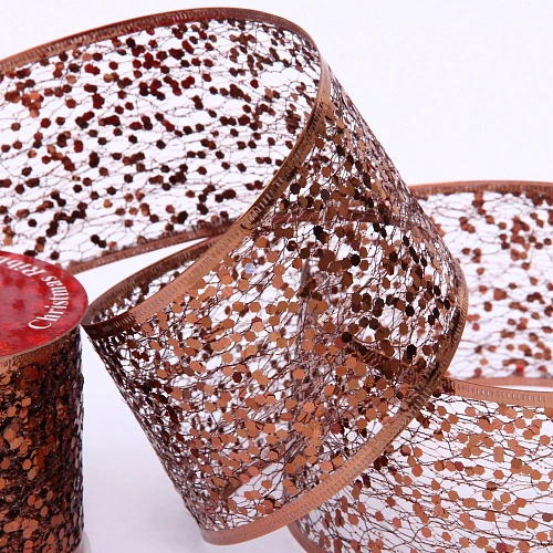 Лента для декорирования Волшебные искры 6,3 см, 2,7 м, Шоколад_6