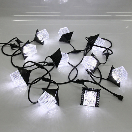 Гирлянда для улицы "Домики" 5 м 10 ламп LED (8,5*10 см) черн..пров, 1 реж.,IP-55 (220 V), Белый