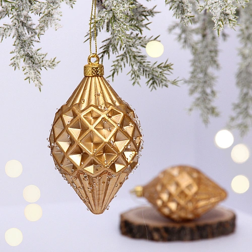 Ёлочные игрушки VERSAILLES "Ледяная капля" 12*6 см (набор 2 шт), Розовое золото