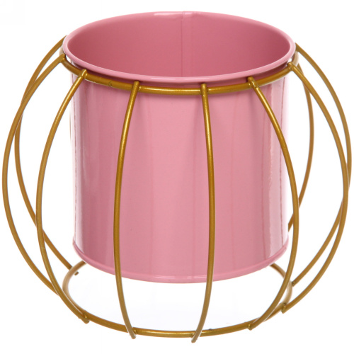 Кашпо металлическое "Vesna-Виола" 9,5*14*10,5см на металлической подставке,цвет розовый