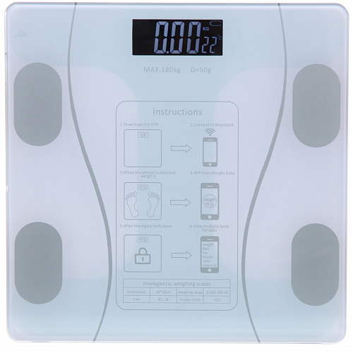 Весы напольные электронные "SMART - Style" 28*28*0,5 см, bluetooth (работает от 2хААА), Белый