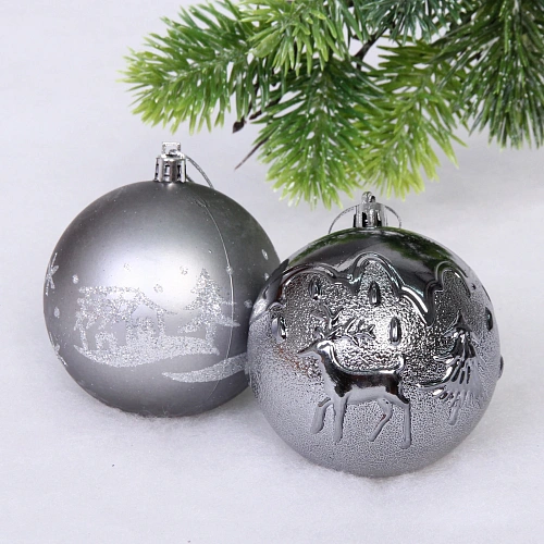 Набор ёлочных украшений Wish 6 см + 4 см (53 предмета), Графит_10
