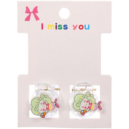 Заколки – крабы детские для волос 2шт на блистере «МАРЦИПАН», Русалочка, 1,2см_3