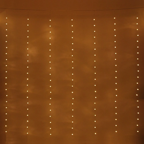 Гирлянда для дома ЗАНАВЕС Жемчужина ш3 в2 м 200 ламп LED, прозр пров, 8 реж,IP-40, Теплый белый (возможность соединения)_5