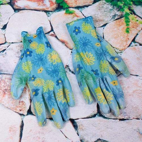 Перчатки нейлоновые Фантазия-Васильки с ПВХ покрытием полуоблитые 8 р-р набор 5 пар_3