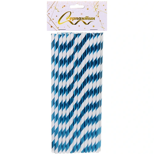 Трубочка для коктейля Праздник 19,5 см d-6 мм (набор 25 шт), Голубой_4