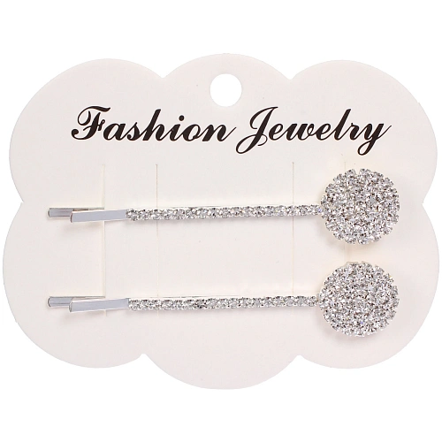 Невидимки для волос 2шт Кристалы Агоры, стразики, цвет серебро, 6,5см (блистер и пакет с подвесом)_3