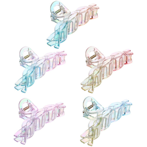 Заколка-краб для волос "Мон Пион", косичка, микс 6 цветов, 11см (Блистер)