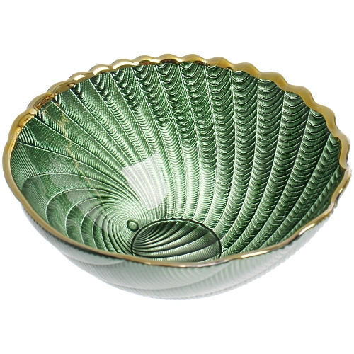 Салатник стеклянный "Фьюжн" 13*5,5см изумрудный перламутр