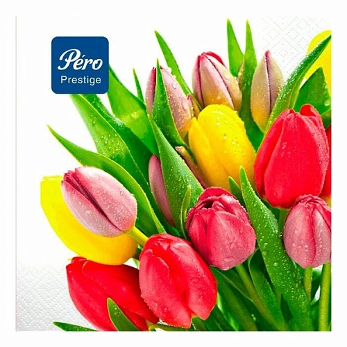 Салфетки бумажные 33*33 Pero Prestige Весенние цветы, 3сл 20шт