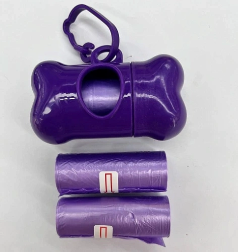 Контейнер с 3 упаковками пакетов для уборки за собакой с карабином, цвет красный (3*15шт)