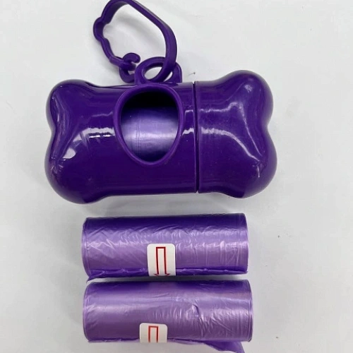 Контейнер с 3 упаковками пакетов для уборки за собакой с карабином, цвет красный (3*15шт)