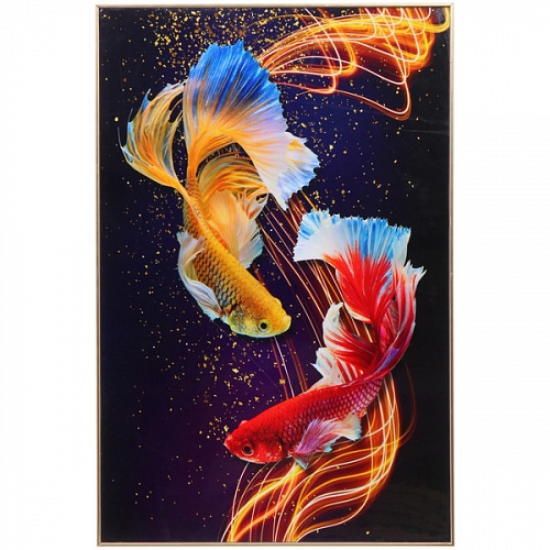 Картина интерьерная в раме "САНТИМО", яркие рыбки, 40*60см (термоусадочная пленка)