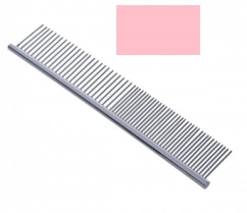 Расческа - пуходёрка комбинированная из нержавеющей стали для животных "ЛАПУСИКИ", цвет розовый, 17*3см (блистер)
