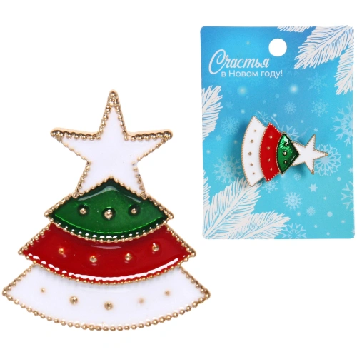 Брошь "Новогодняя Коллекция- Ёлочка" 3*2,5 см