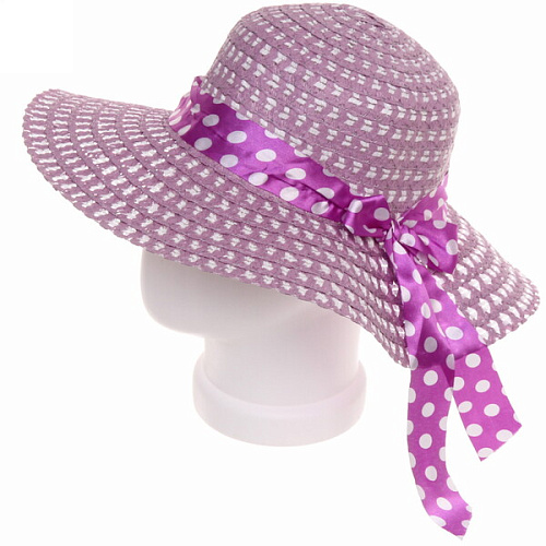 Шляпа женская с широкими полями Summer, цвет нежно-фиолетовый, р58, ширина полей 10см_4