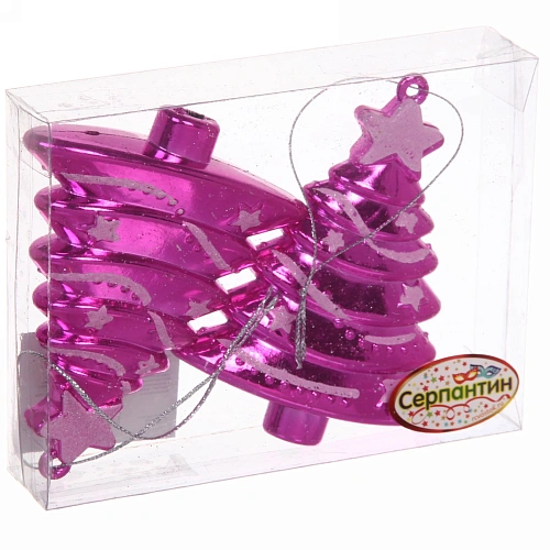 Елочные игрушки Сказочная ёлочка 8 см (набор 2 шт), Розовый_9