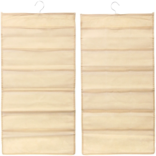 Органайзер двухсторонний подвесной для хранения вещей с крючком "ИДЕЯДОМА", цвет бежевый, 24 кармашка, 75*39см