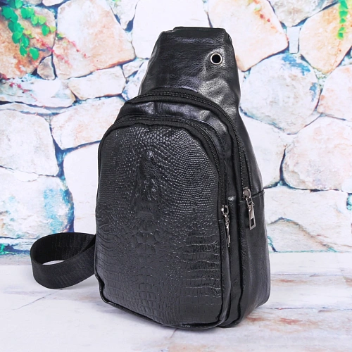 Сумка мужская Major-crocodile, цвет черный, два отделения, 29175,5см_4