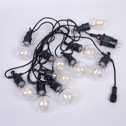 Гирлянда для улицы НИТЬ Бегущие огни 5м 10 ламп LED (67 см), черный провод, авторежим-водопад,IP-65, Теплый белый (возможность соединения)_5