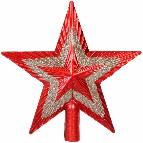 Звезда на ёлку "Сияние" 20 см, Красный/серебро