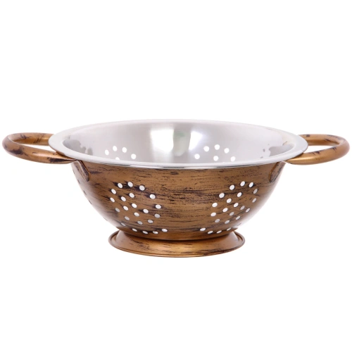 Дуршлаг из нержавеющей стали 0,9л 20см с 2-мя ручками цвет Антик