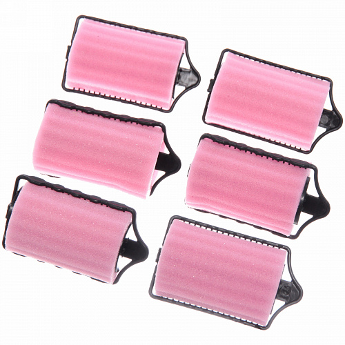 Бигуди поролоновые с зажимом 6шт "Styling", цвет розовый, d=4,5см