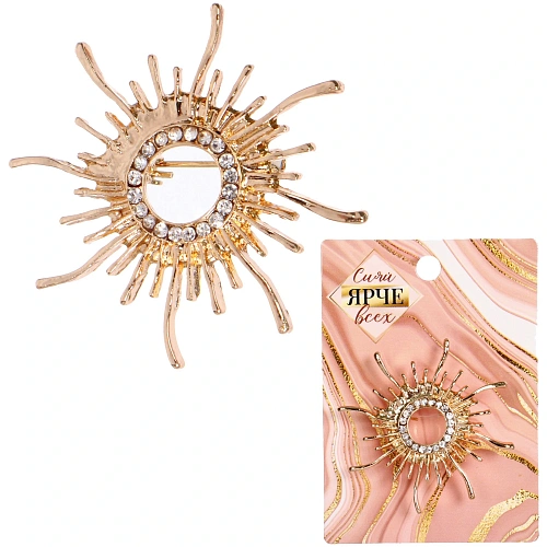 Брошь "GOLD Podarok", Восходящее Солнце, цвет как на фото, 4.5см (символ Страсти и Любви)