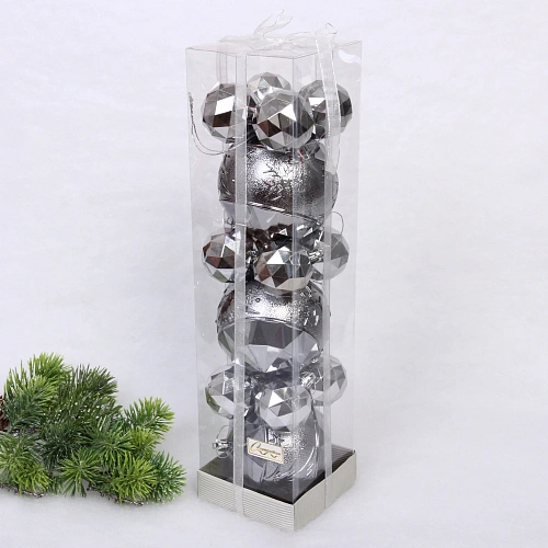 Набор шаров "Miracle" 10 см + 5 см (15 предметов), Графит