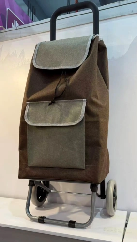 Тележка хозяйственная с сумкой (98*36*24см, колеса 15см,грузоподъемность до 30 кг) F коричневая