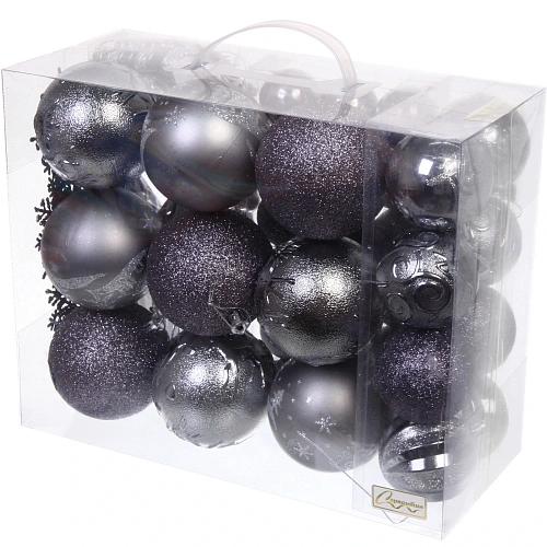 Набор ёлочных украшений Wish 6 см + 4 см (53 предмета), Графит_3