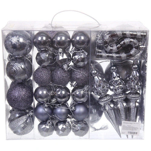 Набор ёлочных украшений Wish 6 см + 4 см (53 предмета), Графит_6