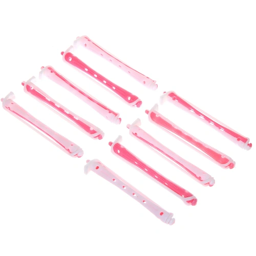 Бигуди пластмассовые-коклюшки 10шт, d=8мм (белый-розовый)