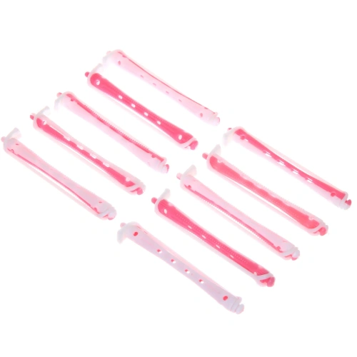 Бигуди пластмассовые-коклюшки 10шт, d=8мм (белый-розовый)