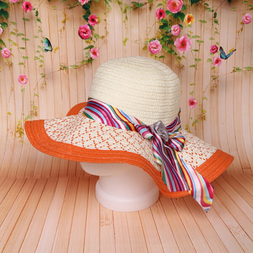 Шляпа женская с широкими полями TiraMiSu- Ассоль, микс 6 цветов, р58, ширина полей 10 см_32