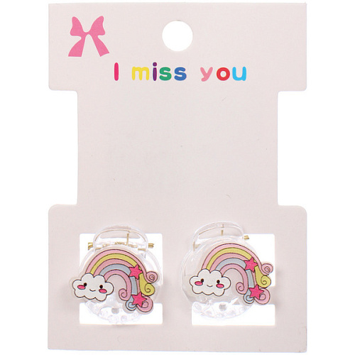 Заколки – крабы детские для волос 2шт на блистере «МАРЦИПАН», Радуга, 1,2см