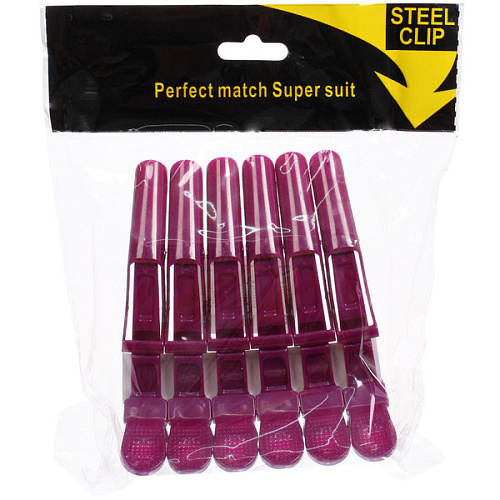 Зажимы парикмахерские 6шт KLEVER, цвет фиолетовый, 11,21,5см_3