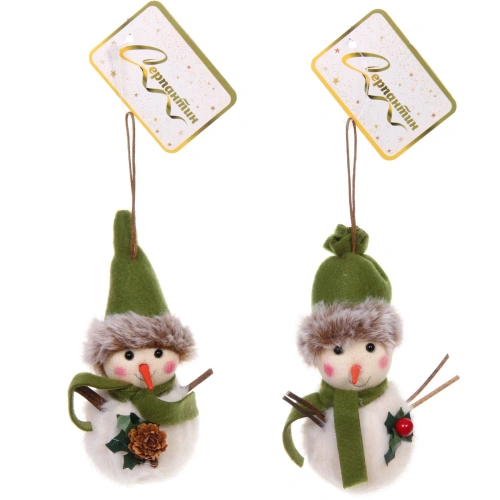 Подвеска "Снеговичок в наряде" 10 см (в ассортименте), Зеленый