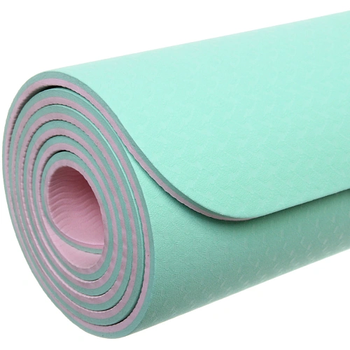 Коврик для йоги 8 мм 183х68 см Энергия 2х сторонний TPE, салатовыйрозовый_8