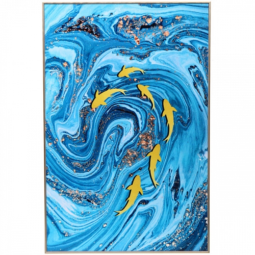 Картина интерьерная в раме "ПАЛУМНА", золотые рыбки, 40*60см (термоусадочная пленка)