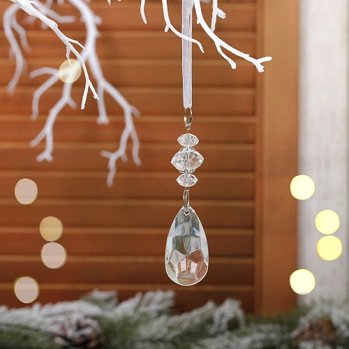 Подвеска "Сияющая капля" 10 см, Прозрачный