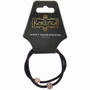 Резинка для волос в наборе 2шт "DesignPRO", цветочки, цвет черный / золото, d-5.5см