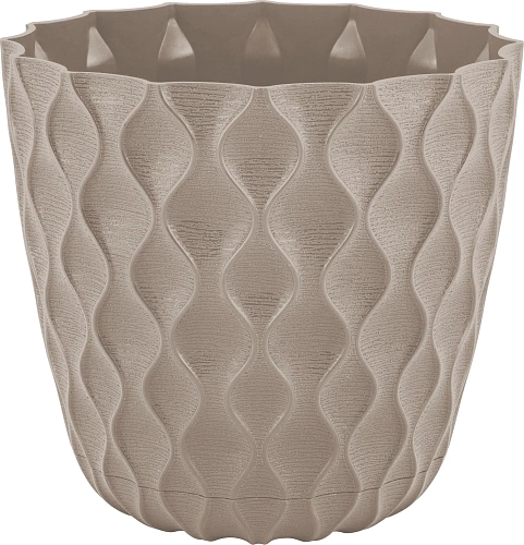 Горшок для цветов пластиковый 2,5л d-17,5см "Wave" с дренажной сеткой и съемным поддоном, французский платан