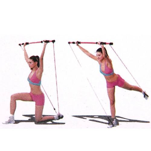 Гимнастическая палка с эспандерами Пилатес, синий_10