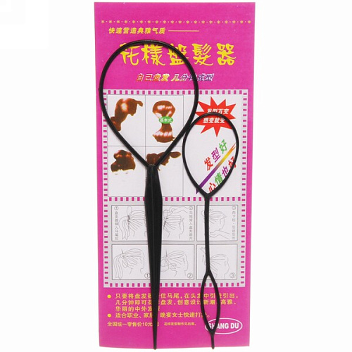 Набор для создания причёсок 2шт Петли, цвет черный, 19см и 14см_3