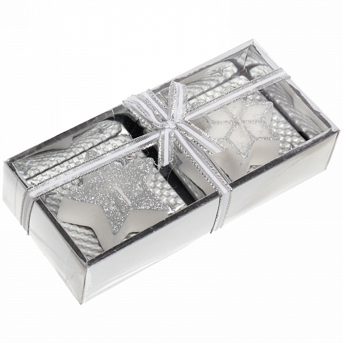 Свечи новогодние "Искры" 18.5x8.5x4 см, серебро