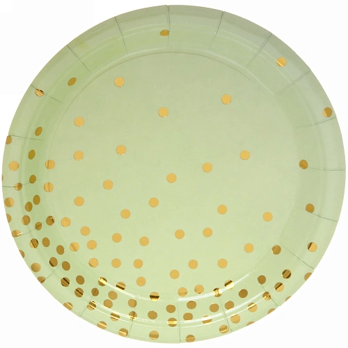 Тарелка бумажная 18 см в наборе 10 шт "Конфетти" салатовая