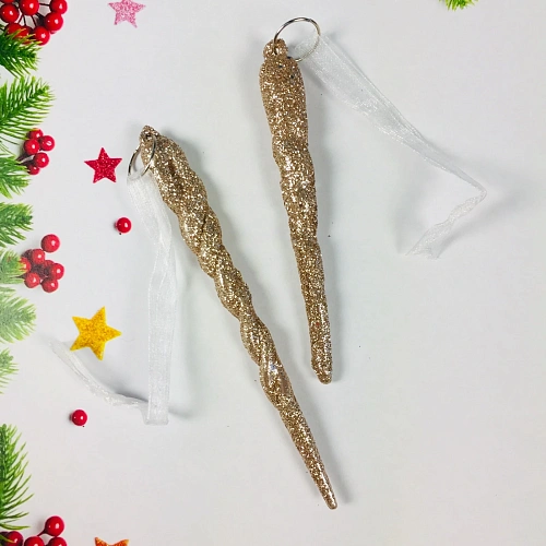 Подвеска Снежные сосульки 1012 см (набор 2 шт), золото_2