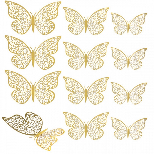 Набор наклеек "Волшебные бабочки" 12 шт, золото